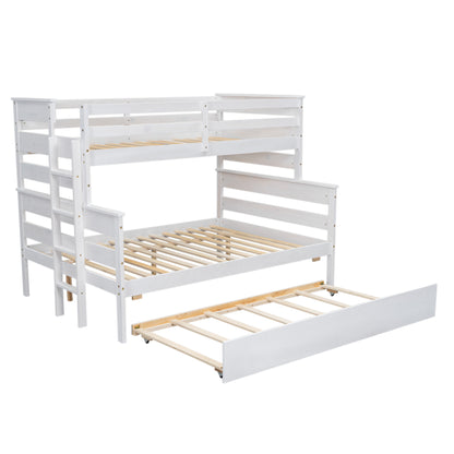 Twin-Full Bunk Bed with Trundle – White