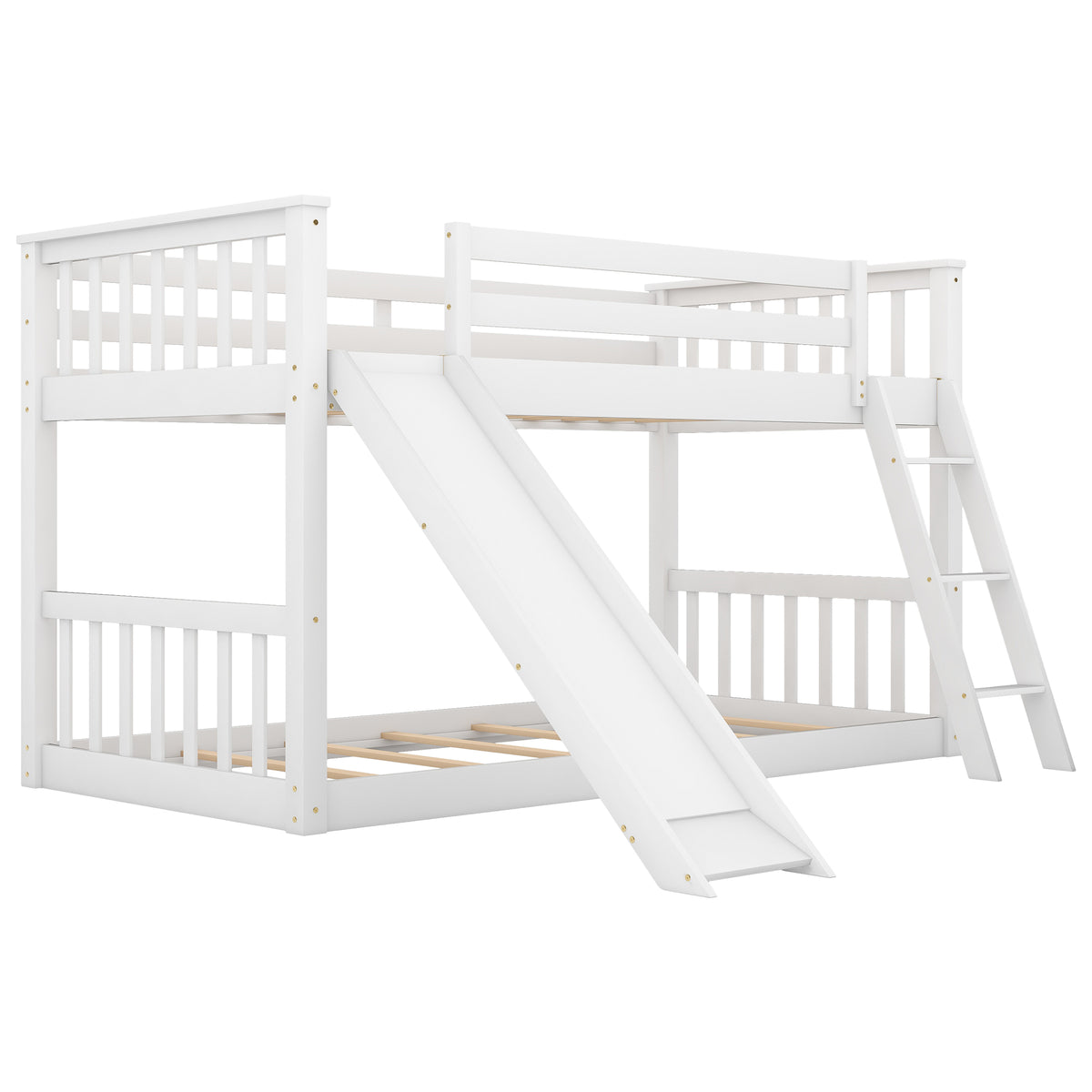 Twin Over Twin Bunk Bed with Slide White