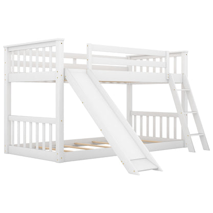 Twin Over Twin Bunk Bed with Slide White