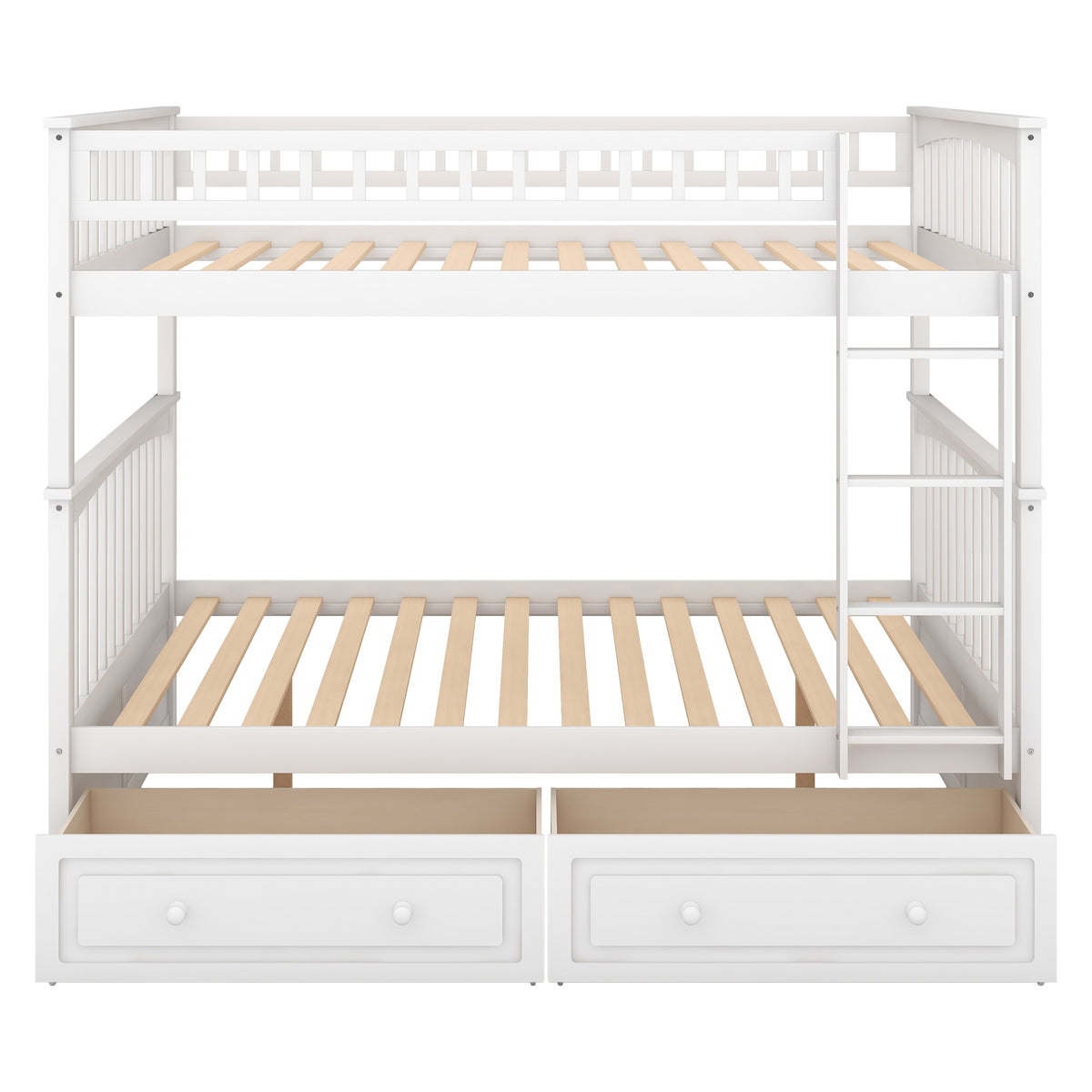 Convertible Full Bunk Bed with Drawers White