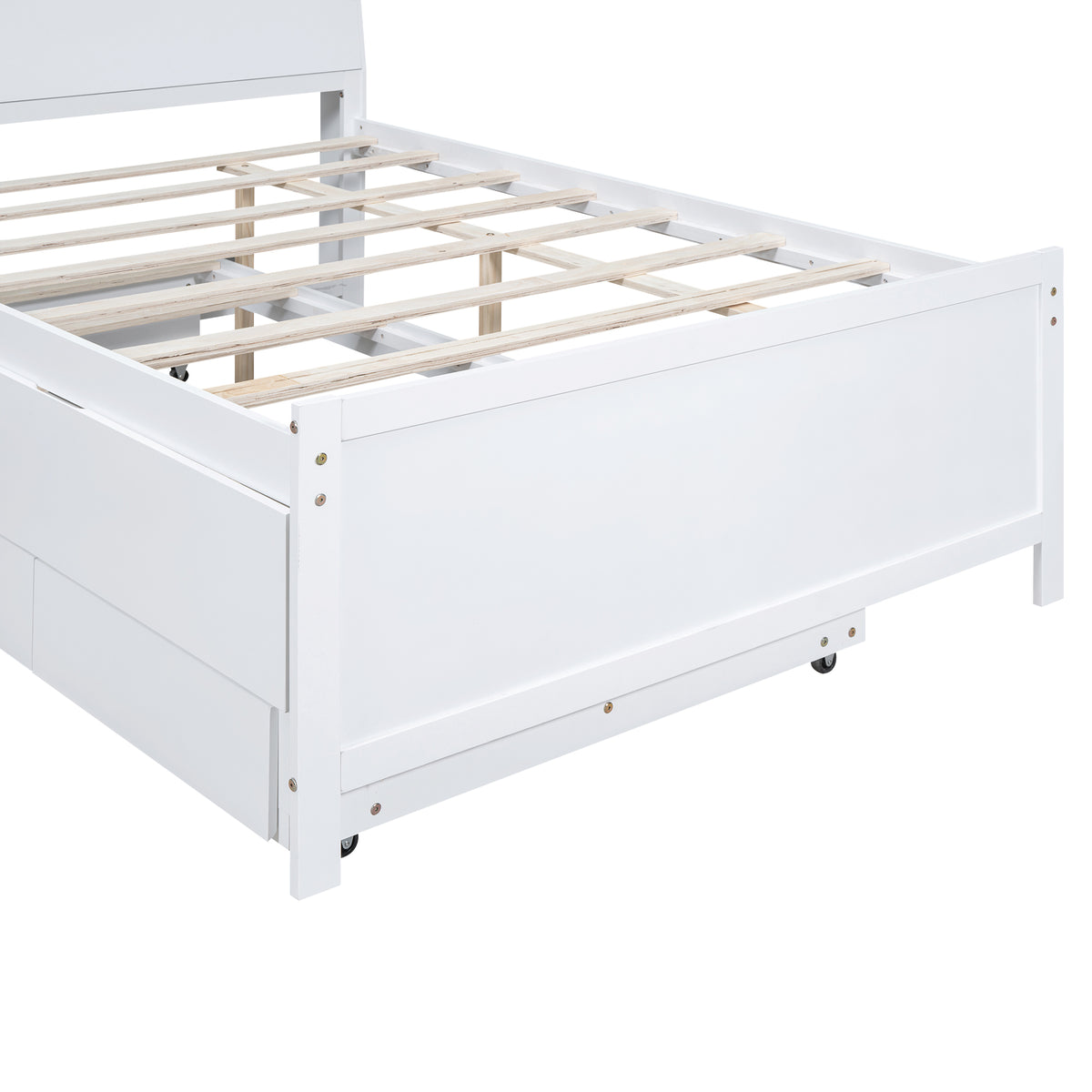 Full Storage Platform Bed White