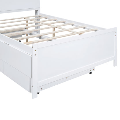 Full Storage Platform Bed White