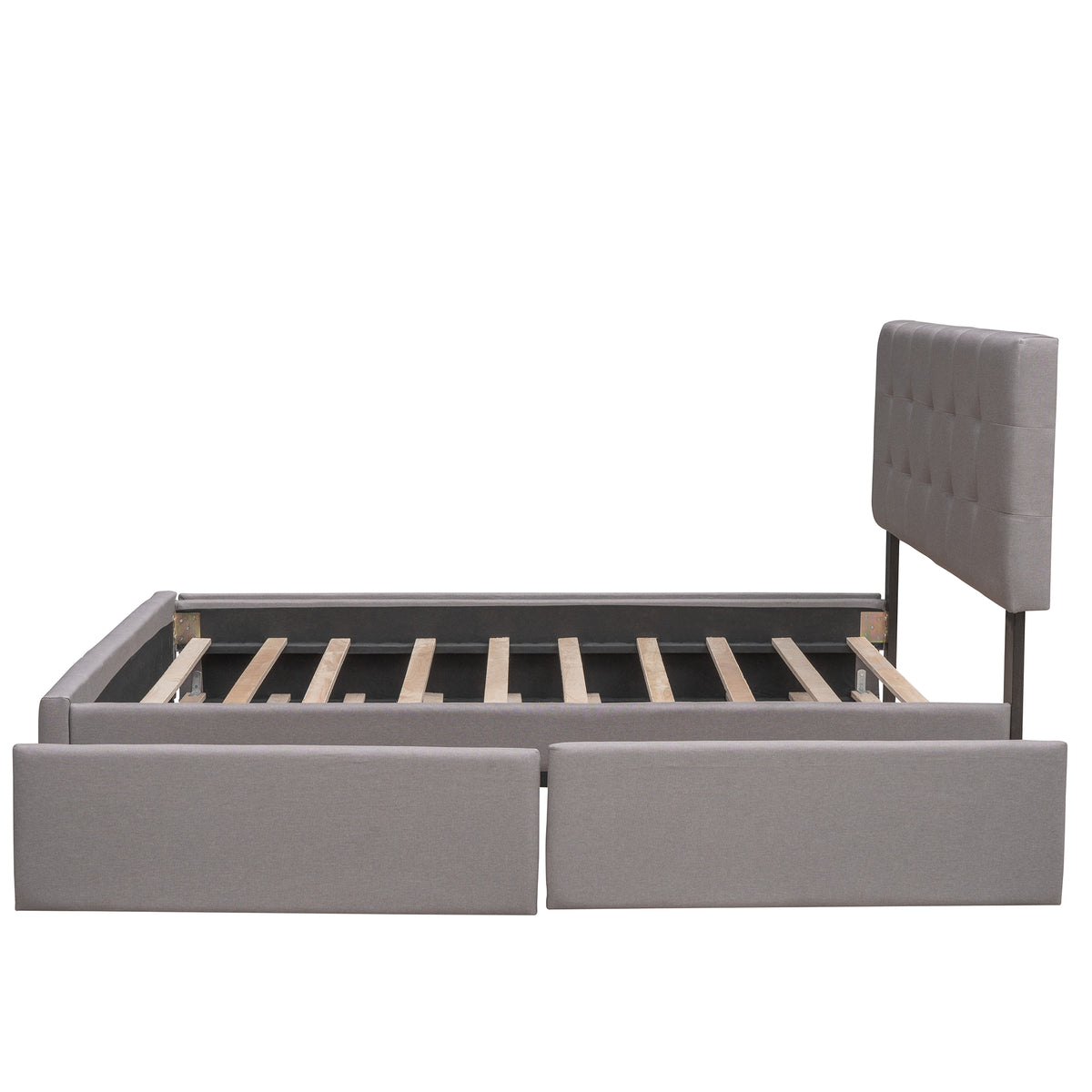 Upholstered Platform Bed Queen Light Gray