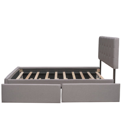 Upholstered Platform Bed Queen Light Gray