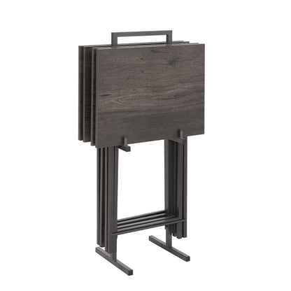 Compact Folding Snack Table Set – Gray