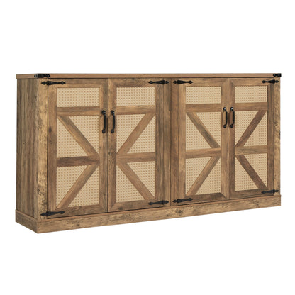 Rustic Oak 4-Door Sideboard