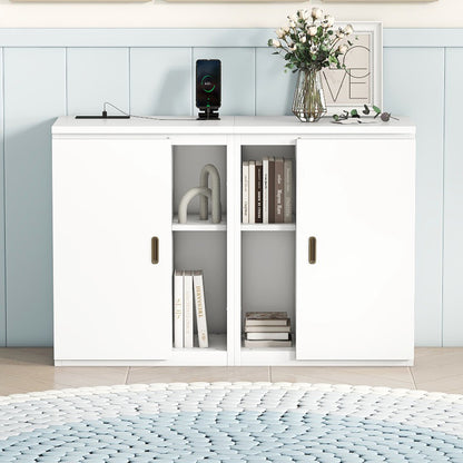 Queen Murphy Bed with USB Ports – White