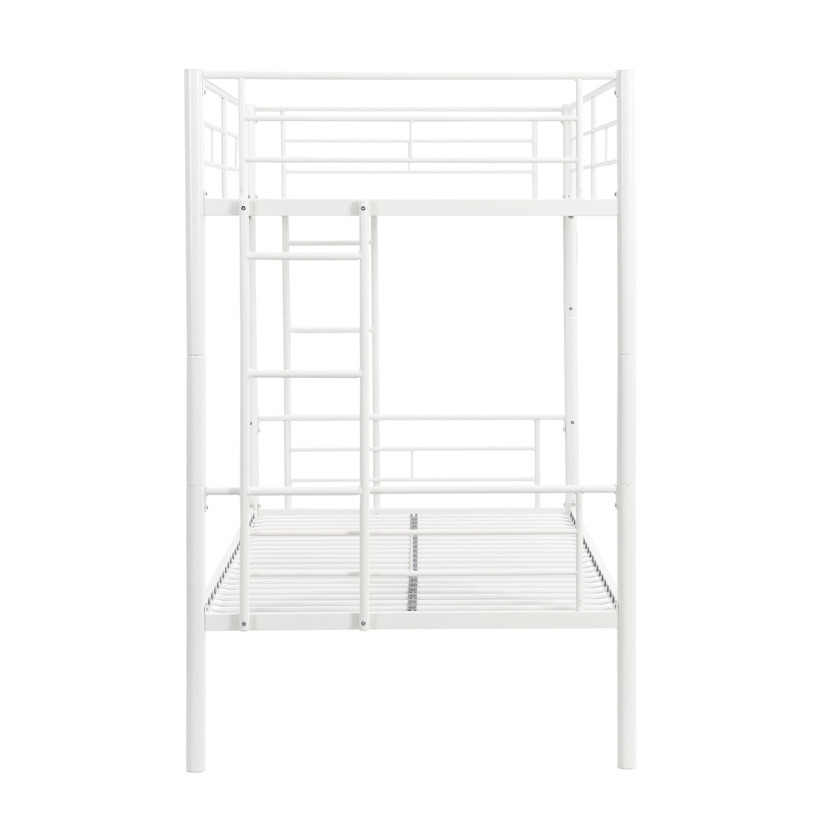Twin Metal Bunk Bed with Safety Rail White