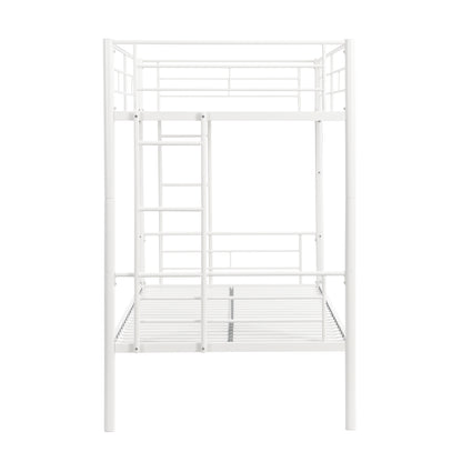 Twin Metal Bunk Bed with Safety Rail White