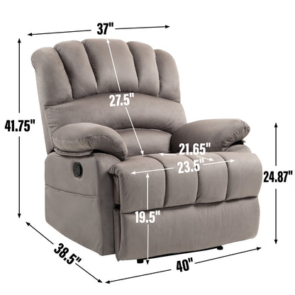 Manual Recliner Chair Fabric Gray