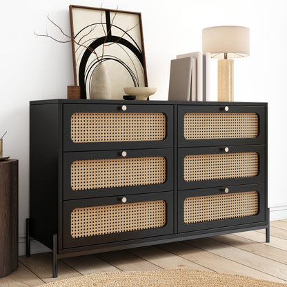 Modern Rattan Wood Closet – Black