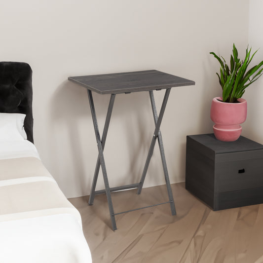 Compact Folding Snack Table Set – Gray