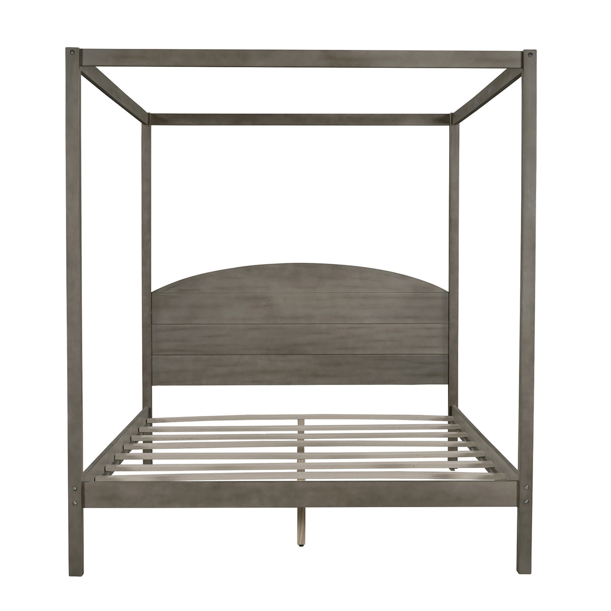 Queen Canopy Platform Bed Brown Wash