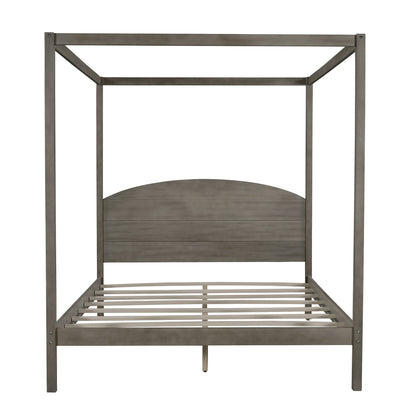 Queen Canopy Platform Bed Brown Wash