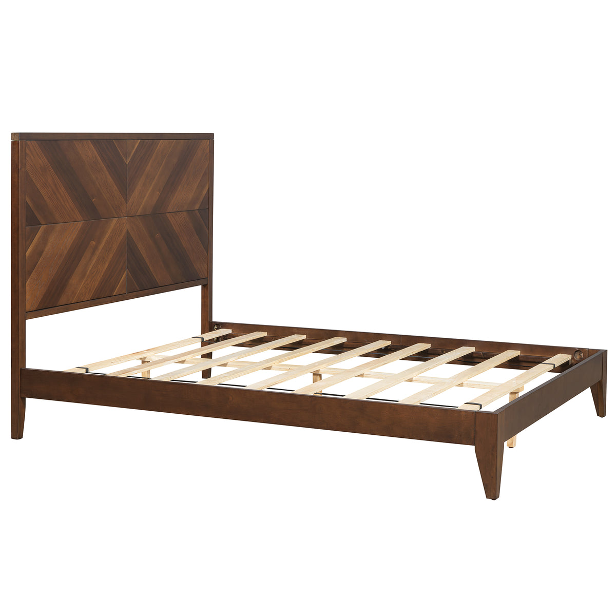 Mid-Century Platform Bed Walnut Queen