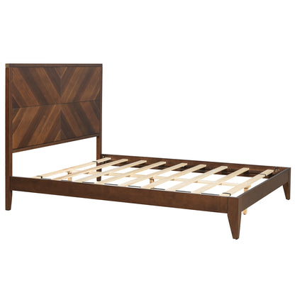 Mid-Century Platform Bed Walnut Queen