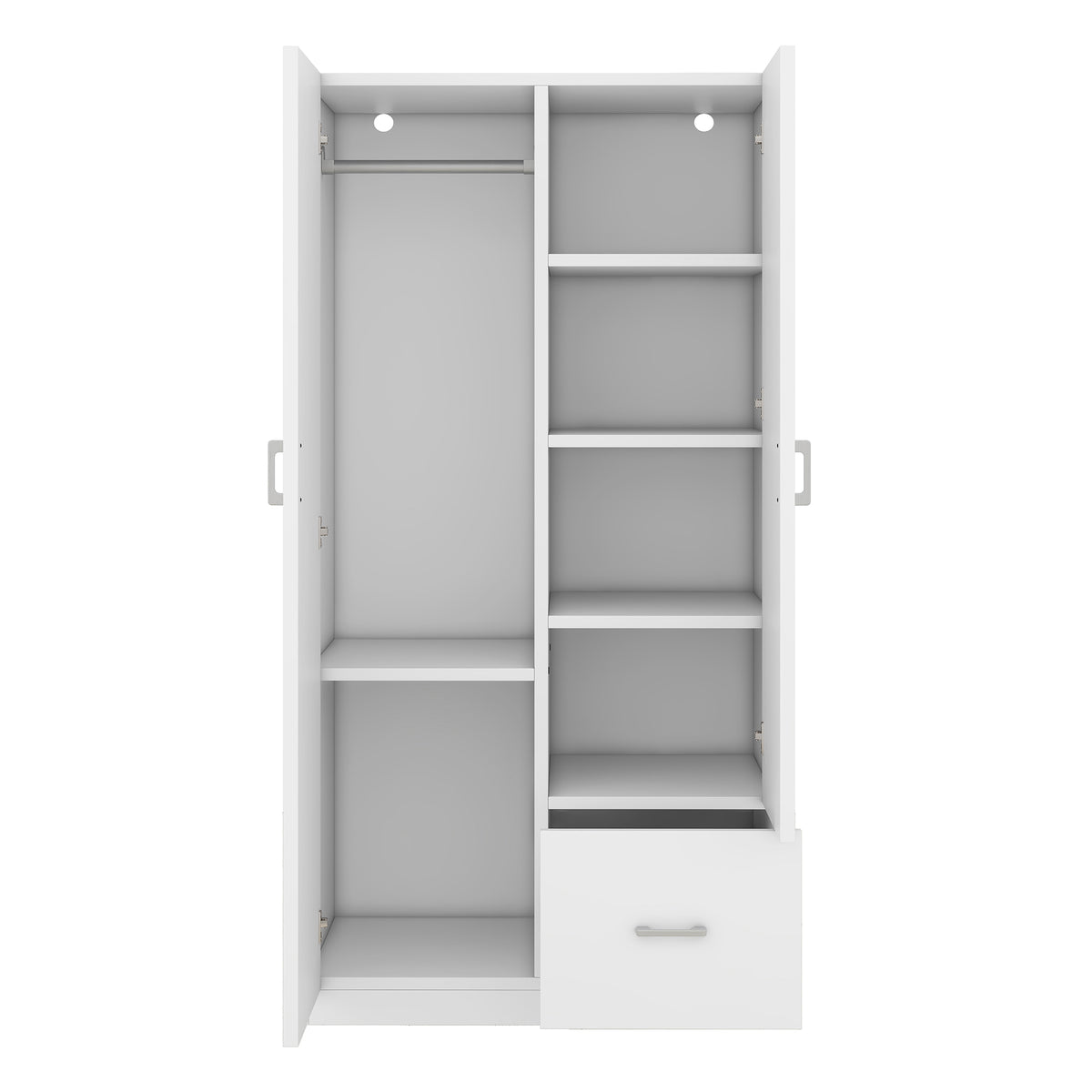 Double Wardrobe with Hanging Rod and Shelves White