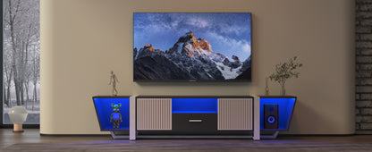 LED TV Console with Storage Cabinet Black