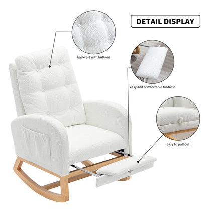 Accent Rocking Chair with Footrest – Black Rubber Wood