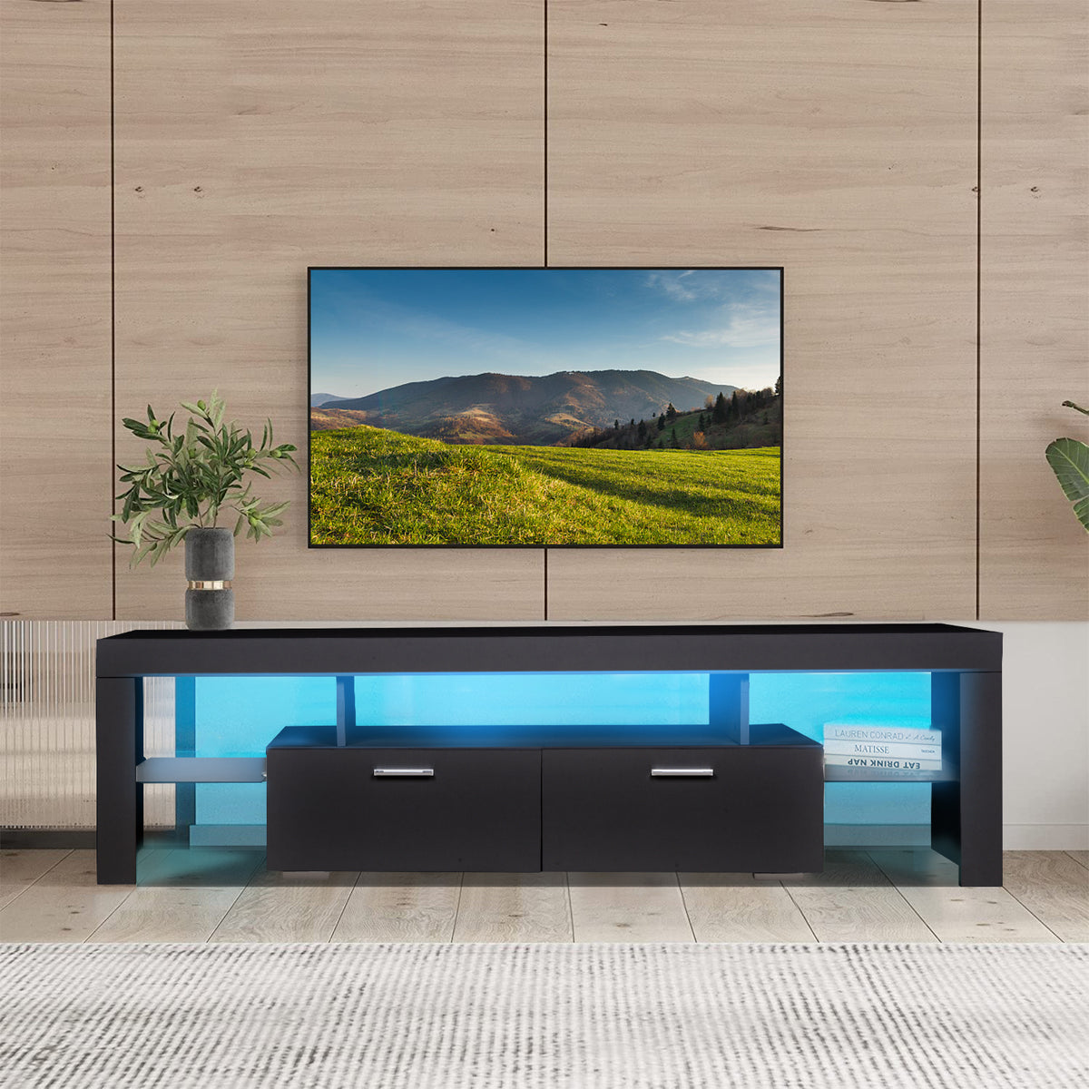 LED TV Stand with Storage White