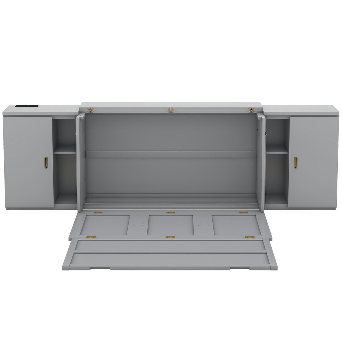 Queen Murphy Bed with Storage Gray