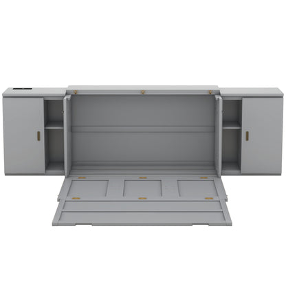 Queen Murphy Bed with Storage Gray