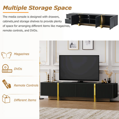 Luxury Fluted TV Stand Black