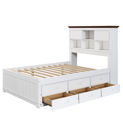 Pine Captain Bookcase Bed White Walnut