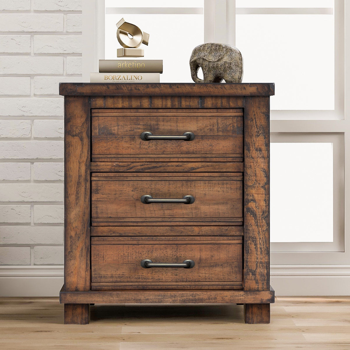 Reclaimed Wood Nightstand – Rustic Finish