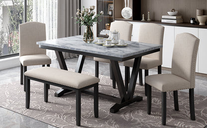 6-Piece Modern Dining Set – White Finish
