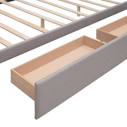Upholstered Platform Bed Queen Light Gray