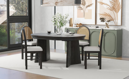 Retro Dining Set (5 pcs) – Espresso Finish