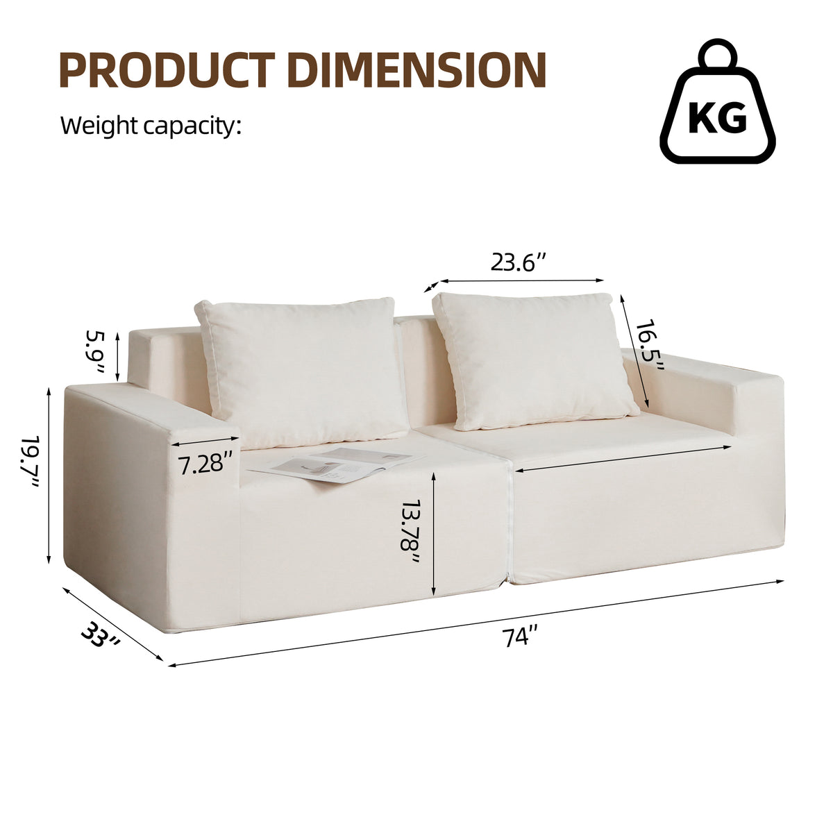 Convertible Foam Sofa Chair Twin Gray