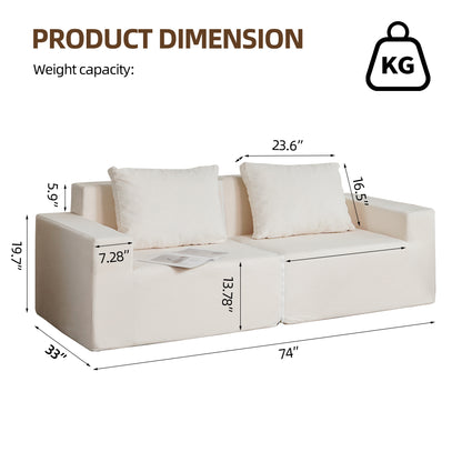 Convertible Foam Sofa Chair Twin Gray