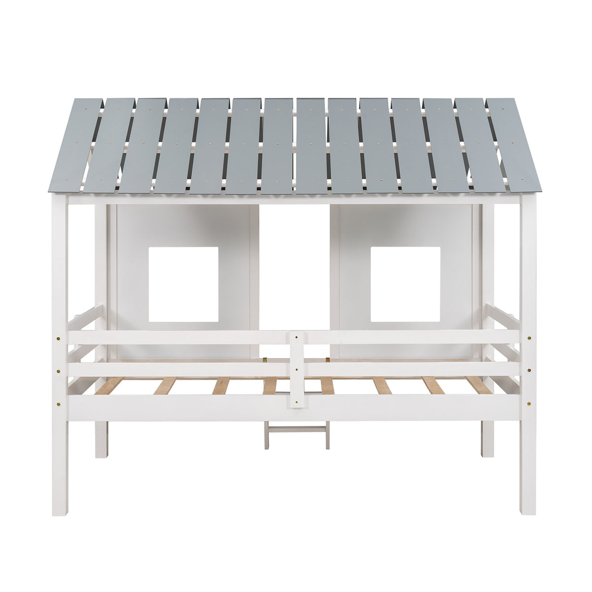 Low Loft Twin Bed with Windows White
