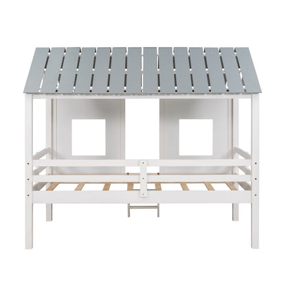 Low Loft Twin Bed with Windows White
