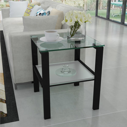 Two-Layer Glass Tea Table – Black Finish