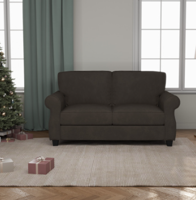 Solid Wood 2-Seater Sofa Gray