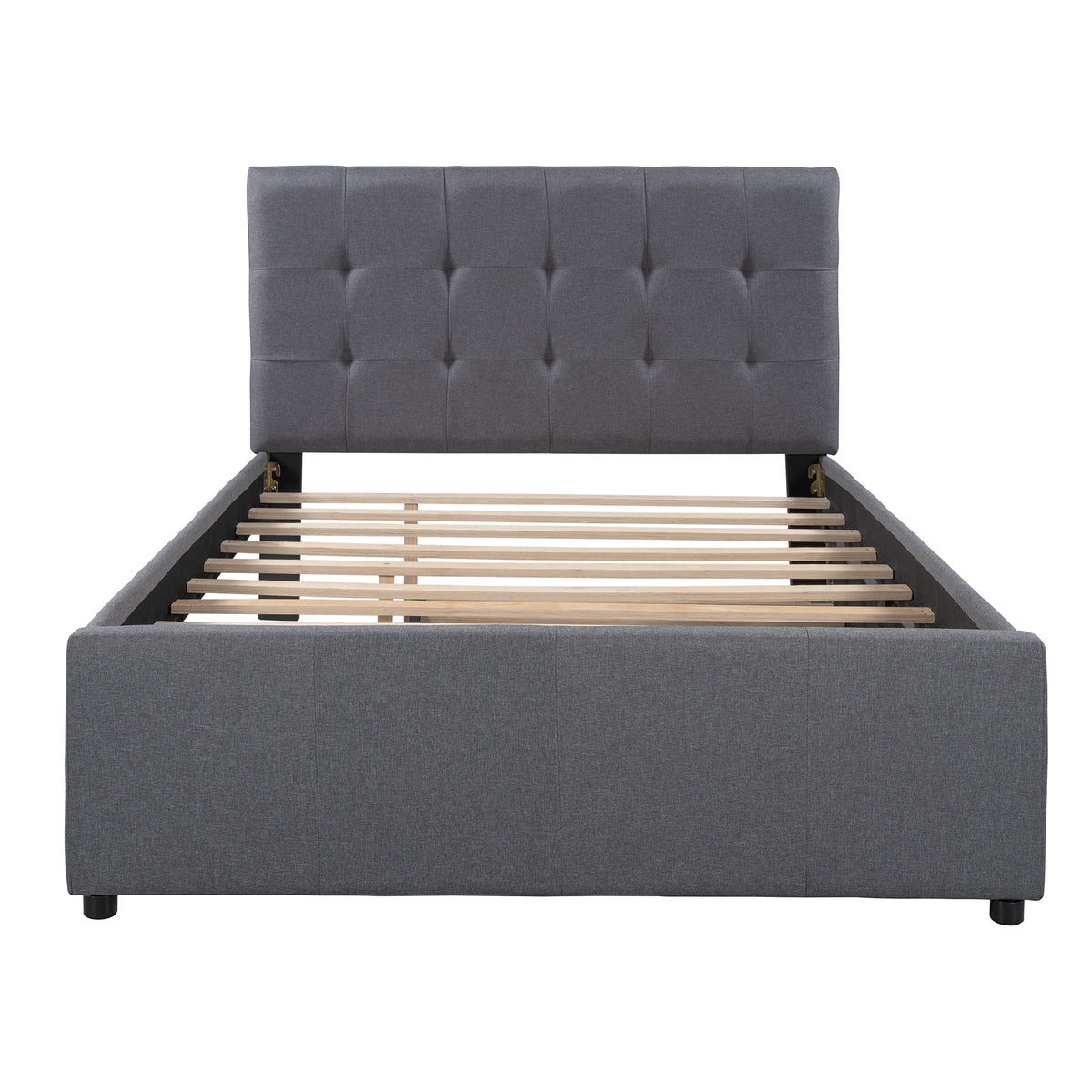 Linen Upholstered Bed with Trundle Full