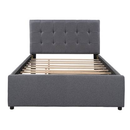 Linen Upholstered Bed with Trundle Full