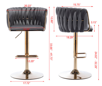 Velvet Swivel Bar Stools Set of 2 Gray