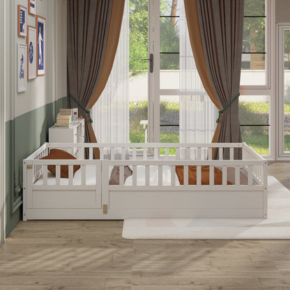 Montessori Floor Bed – White Wooden Frame