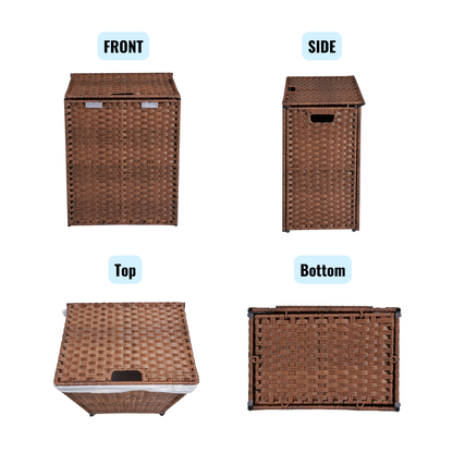 Brown Laundry Hamper with Lid and 2 Removable Bags