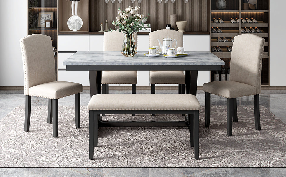 6-Piece Modern Dining Set – White Finish