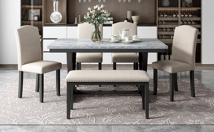 6-Piece Modern Dining Set – White Finish