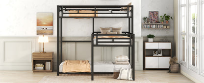 Metal Triple Bunk Bed Black