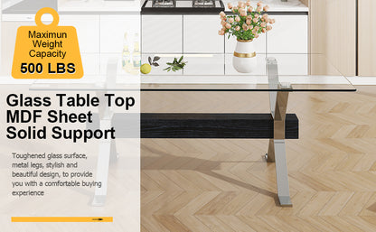 Glass Dining Table – Silver Metal Legs