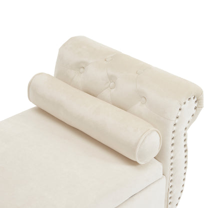 Velvet Storage Ottoman Bench Gray