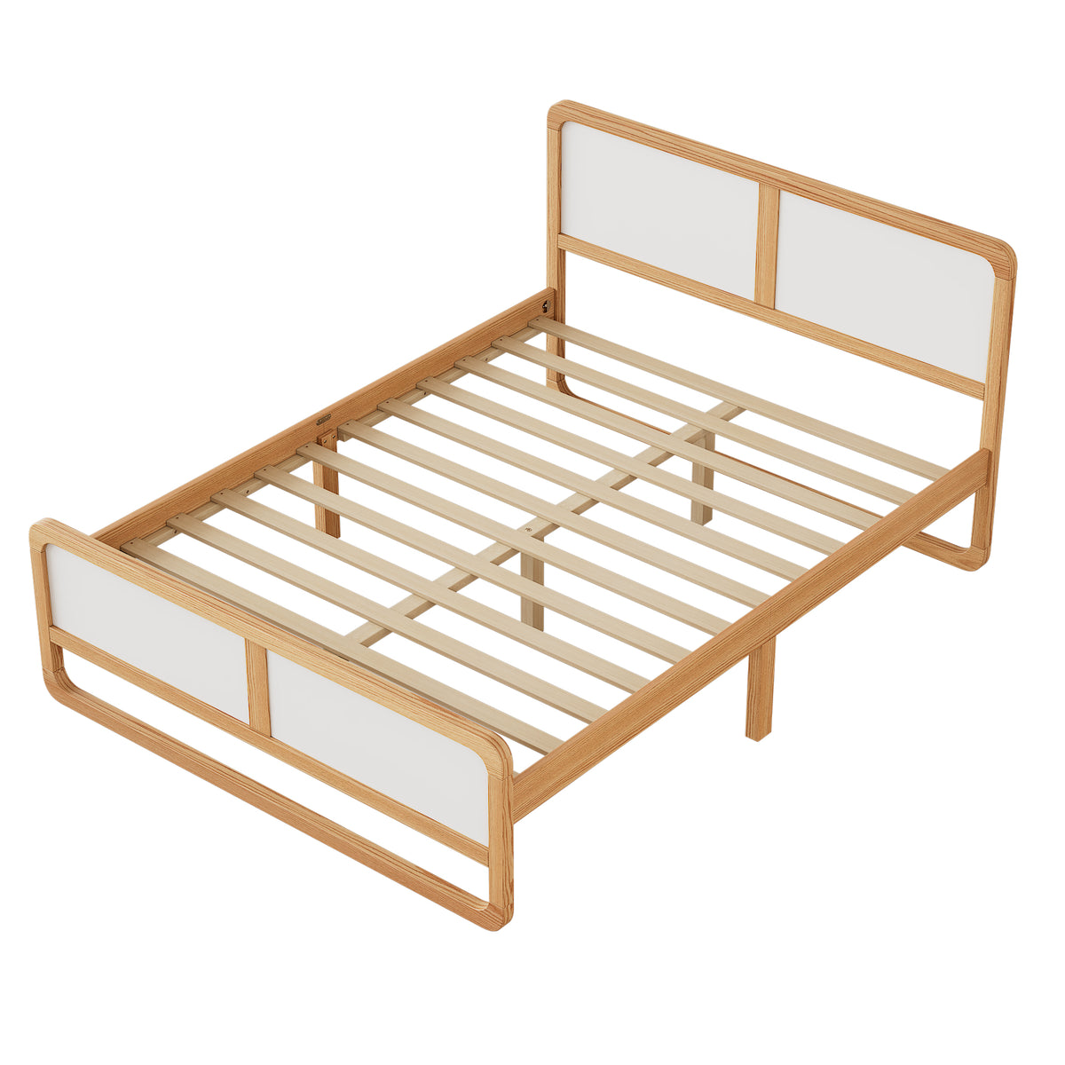 Queen Platform Bed Walnut White
