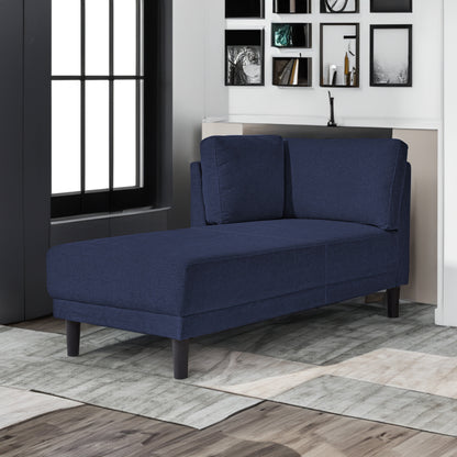 Mid-Century Linen Chaise Lounge – Blue